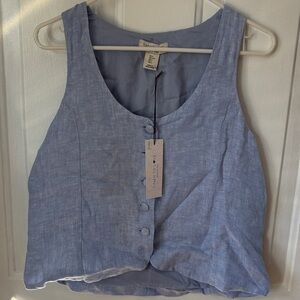 Rachel Zoe Sky Blue Sleeveless Linen Blouse